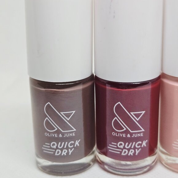 BUNDLE OF 5 NEW KOREA OLIVE & JUNE QUICK DRY NAIL POLISH ASSTD COLORS $55 VALUE - Picture 3 of 7